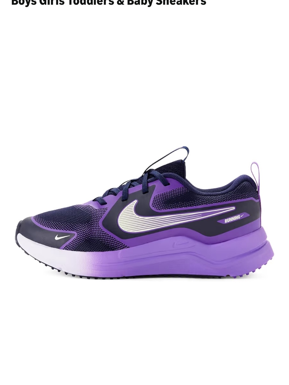 Nike Women's Purple Gradient Running Shoe with Silver Swoosh